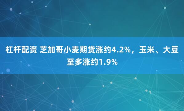 杠杆配资 芝加哥小麦期货涨约4.2%，玉米、大豆至多涨约1.9%